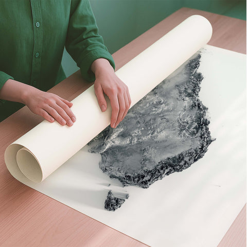 Australia white shaded relief elevation map printed on fine art paper rolled poster ready for shipping