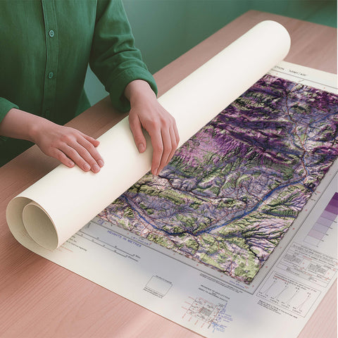 Avignon (France) 1943 topographic restored antique shaded relief map print on fine art paper rolled poster ready for shipping