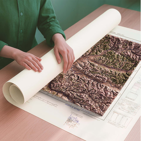 Bordeaux (France) 1943 topographic restored antique shaded relief map print on fine art paper rolled poster ready for shipping