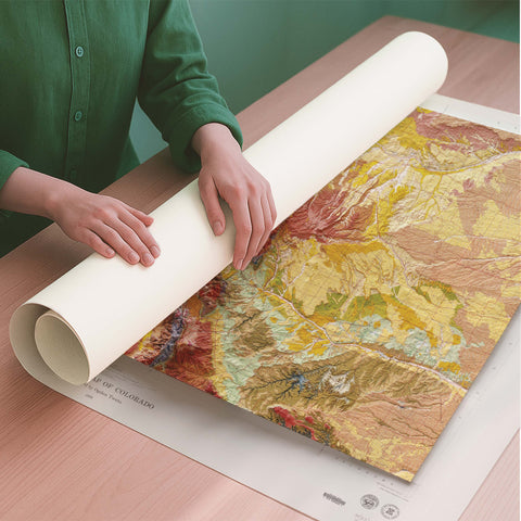 Colorado (USA) 1979 geological restored antique shaded relief map print on fine art paper rolled poster ready for shipping