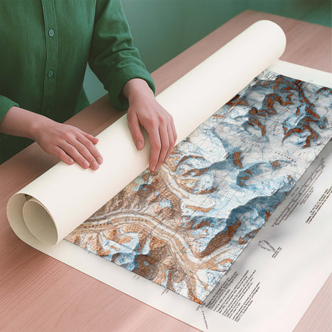 Mt Denali (USA) 1964 topographic restored antique shaded relief map print on fine art paper rolled poster ready for shipping