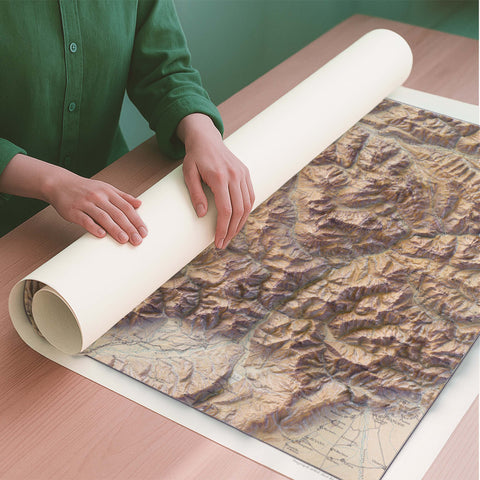 Dolomites (Italy) 1911 topographic restored antique shaded relief map print on fine art paper rolled poster ready for shipping