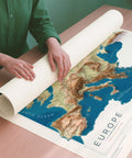 Europe satellite shaded relief elevation map printed on fine art paper rolled poster ready for shipping