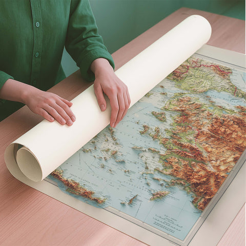 Greece 1922 topographic restored antique shaded relief map print on fine art paper rolled poster ready for shipping