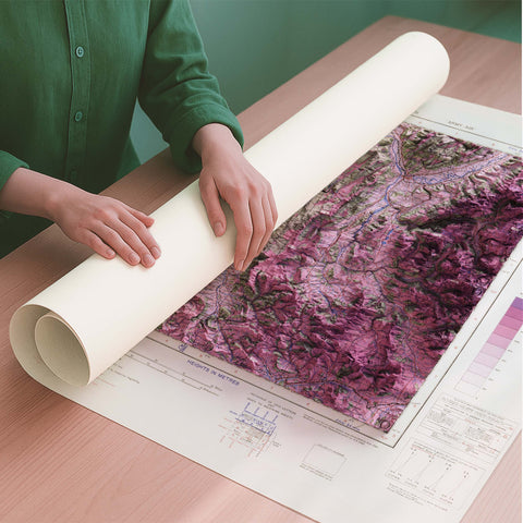 Grenoble (France) 1943 topographic restored antique shaded relief map print on fine art paper rolled poster ready for shipping