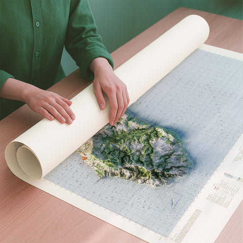 Guam (USA) 1965 topographic restored antique shaded relief map print on fine art paper rolled poster ready for shipping