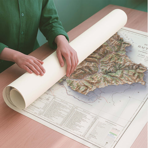 Hautes-Alpes (France) 1909 topographic restored antique shaded relief map print on fine art paper rolled poster ready for shipping