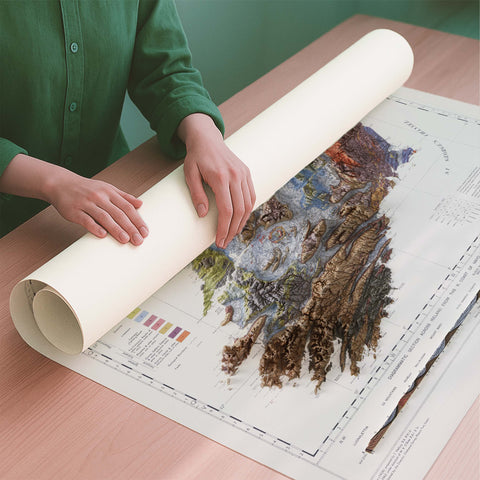 1962 Ireland shaded relief geological map print with 3D effect fine art wall decor. VizCart from Vizart.