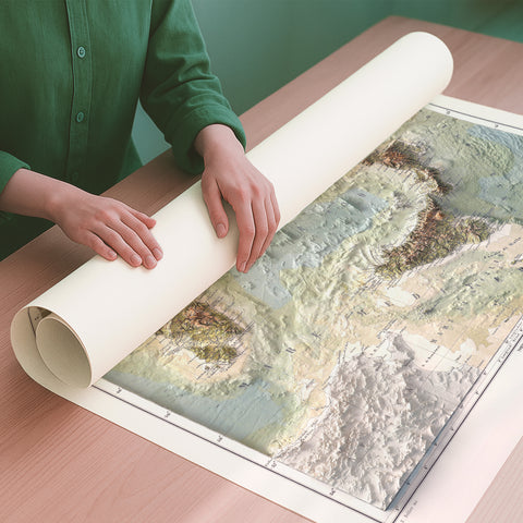 Italy 1888 topographic restored antique shaded relief map print on fine art paper rolled poster ready for shipping