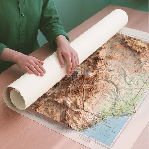 Kenya Uganda 1956 topographic restored antique shaded relief map print on fine art paper rolled poster ready for shipping