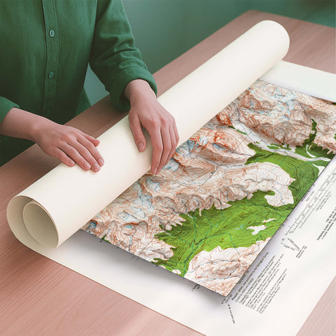 Mt Blackburn (USA) 1966 topographic restored antique shaded relief map print on fine art paper rolled poster ready for shipping