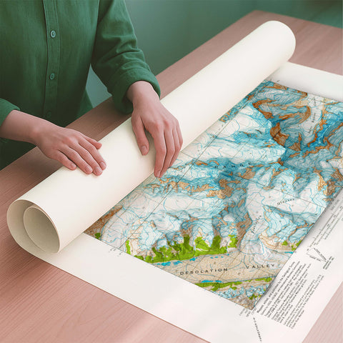 Mt Fairweather (USA) 1966 topographic restored antique shaded relief map print on fine art paper rolled poster ready for shipping