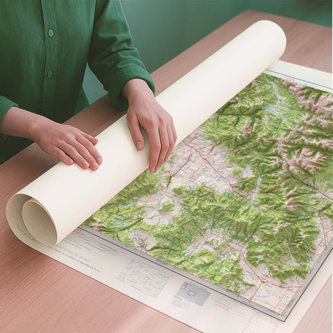 Mt Harvard (USA) 1960 topographic restored antique shaded relief map print on fine art paper rolled poster ready for shipping