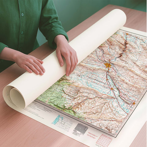 Mt Rainier (USA) 1969 topographic restored antique shaded relief map print on fine art paper rolled poster ready for shipping