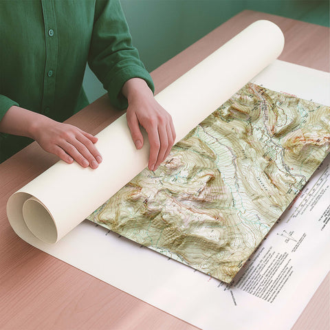 Mt Rainier West (USA) 1971 topographic restored antique shaded relief map print on fine art paper rolled poster ready for shipping