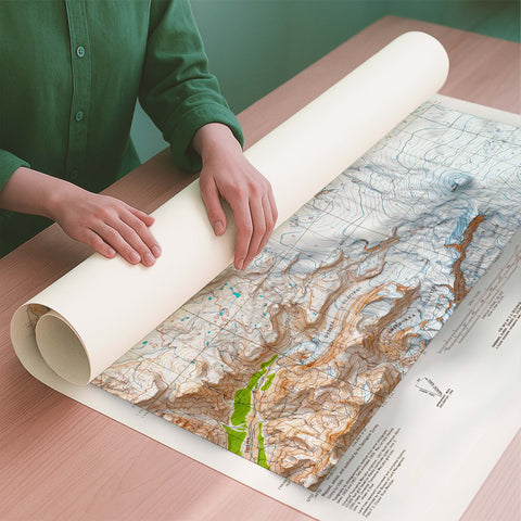Mt Sanford (USA) 1964 topographic restored antique shaded relief map print on fine art paper rolled poster ready for shipping