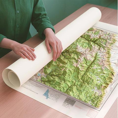 Mt Whitney (USA) 1966 topographic restored antique shaded relief map print on fine art paper rolled poster ready for shipping