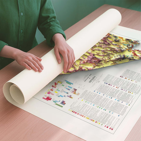 Nevada (USA) 1978 geological restored antique shaded relief map print on fine art paper rolled poster ready for shipping