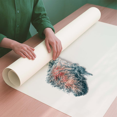 Norway irid shaded relief elevation map printed on fine art paper rolled poster ready for shipping