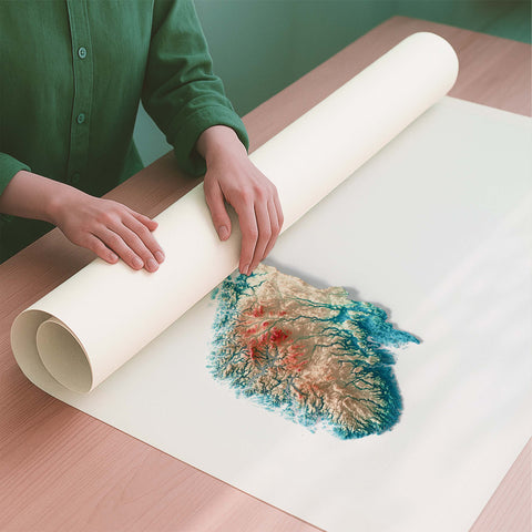 Norway spectral shaded relief elevation map printed on fine art paper rolled poster ready for shipping