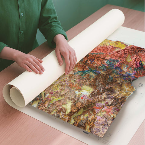 Oregon (USA) 1991 geological restored antique shaded relief map print on fine art paper rolled poster ready for shipping