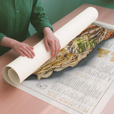 Pampas (Argentina) 1976 geological restored antique shaded relief map print on fine art paper rolled poster ready for shipping