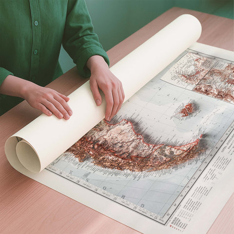 Patagonia 1925 topographic restored antique shaded relief map print on fine art paper rolled poster ready for shipping
