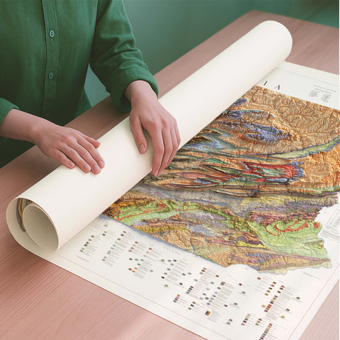 Pennsylvania (USA) 1960 geological restored antique shaded relief map print on fine art paper rolled poster ready for shipping