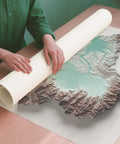Piedmont (Italy) petrol shaded relief elevation map printed on fine art paper rolled poster ready for shipping
