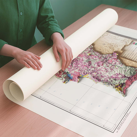 Portugal 1958 soil restored antique shaded relief map print on fine art paper rolled poster ready for shipping