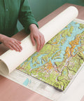 Seattle (USA) 1958 topographic restored antique shaded relief map print on fine art paper rolled poster ready for shipping