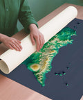 Sicily (Italy) viridis shaded relief elevation map printed on fine art paper rolled poster ready for shipping