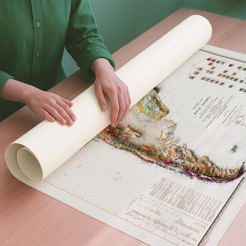 1950 South America shaded relief map print with 3D effect fine art wall decor. VizCart from Vizart.