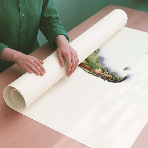 South America geo shaded relief elevation map printed on fine art paper rolled poster ready for shipping
