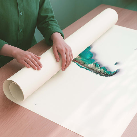 South America spectral shaded relief elevation map printed on fine art paper rolled poster ready for shipping