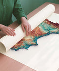 Spain continental spectral shaded relief elevation map printed on fine art paper rolled poster ready for shipping