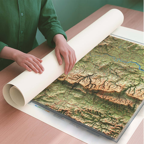 Surrey (UK) 1942 topographic restored antique shaded relief map print on fine art paper rolled poster ready for shipping