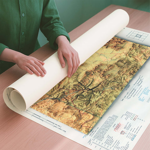 Toledo (Spain) 1944 topographic restored antique shaded relief map print on fine art paper rolled poster ready for shipping