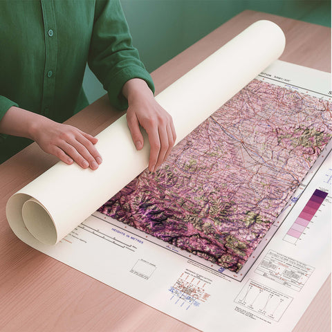 Toulouse (France) 1943 topographic restored antique shaded relief map print on fine art paper rolled poster ready for shipping