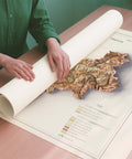 Trentino (Italy) 1965 soil restored antique shaded relief map print on fine art paper rolled poster ready for shipping