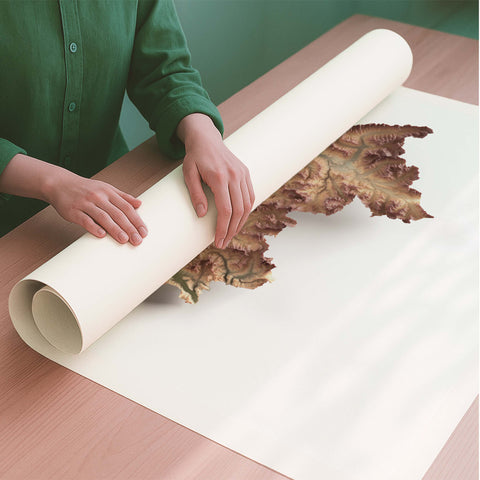 Trentino-Alto Adige (Italy) geo shaded relief elevation map printed on fine art paper rolled poster ready for shipping