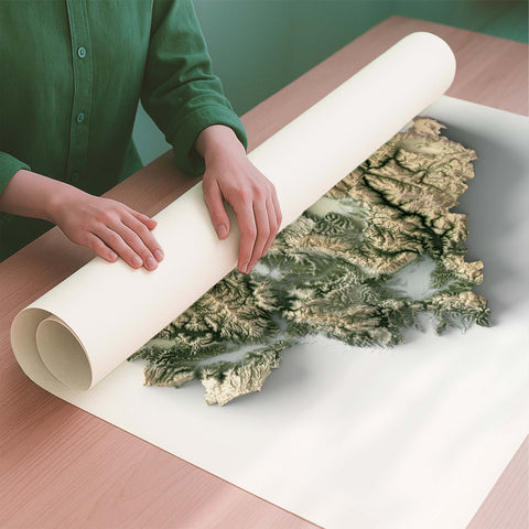 Umbria (Italy) geo shaded relief elevation map printed on fine art paper rolled poster ready for shipping