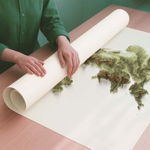 United Kingdom geo shaded relief elevation map printed on fine art paper rolled poster ready for shipping
