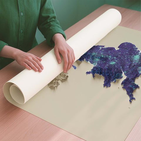 United Kingdom viridis shaded relief elevation map printed on fine art paper rolled poster ready for shipping