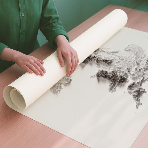 United Kingdom white shaded relief elevation map printed on fine art paper rolled poster ready for shipping