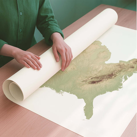 USA geo shaded relief elevation map printed on fine art paper rolled poster ready for shipping