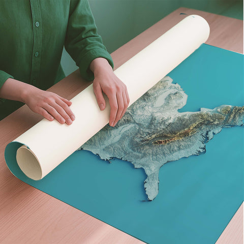 USA spectral shaded relief elevation map printed on fine art paper rolled poster ready for shipping