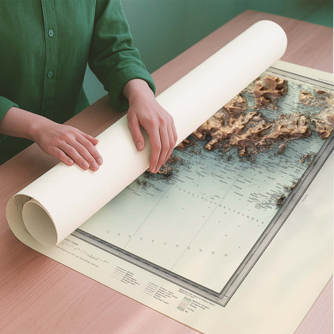 Vestvågøya (Norway) 1907 topographic restored antique shaded relief map print on fine art paper rolled poster ready for shipping