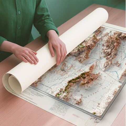 Vya (USA) 1962 topographic restored antique shaded relief map print on fine art paper rolled poster ready for shipping