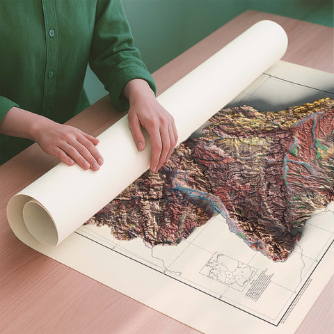 West Germany 1963 soil restored antique shaded relief map print on fine art paper rolled poster ready for shipping